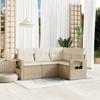 Vidaxl 4-Cz. Garden Furniture Set With Cushions, Beige, Poly Rattan