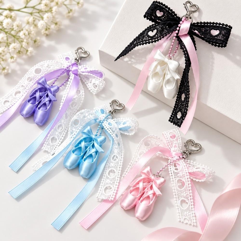 lace bowknot Ballet Shoes Keychain Backpack Decor Ballet Shoes Bow Keychain  Women
