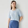 Zhaojun Women's Mulberry Silk Plaid Knit Short Sleeve Top