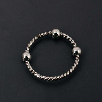 Twisted Rope Band Fidget Ring | Sterling Silver Spinner Ring with Three Movable Beads | Anxiety Relief Minimalist Jewelry