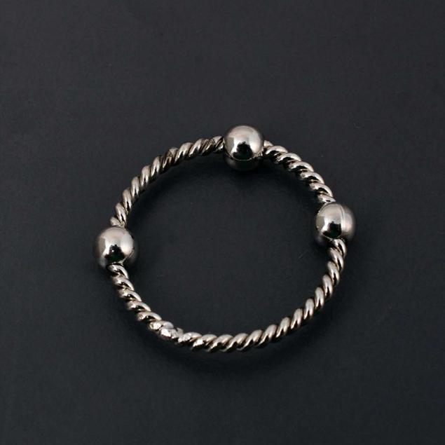 silver brass Silver 3 Bead Ring, Minimalist Fidget Ring, Handmade Anxiety Stress Relief Jewelry, Unisex Everyday Beaded Ring