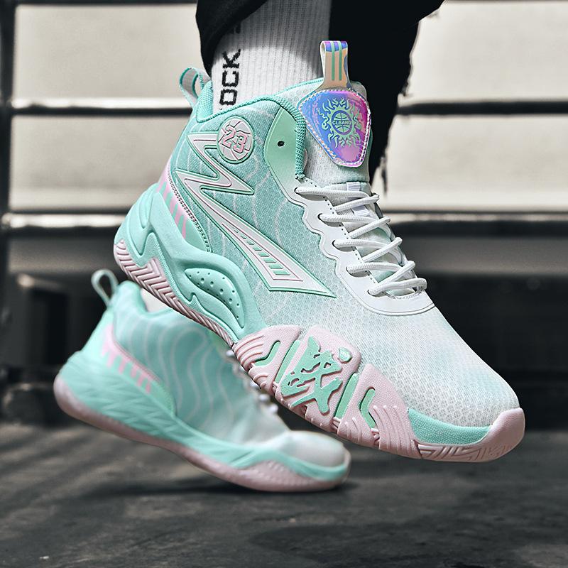 

6 Basketball Shoes Boys Shoes 8 Students High Top 12 Sneakers 15 Years Old Youth Training Sports Practical Combat Blue Sneakers 35