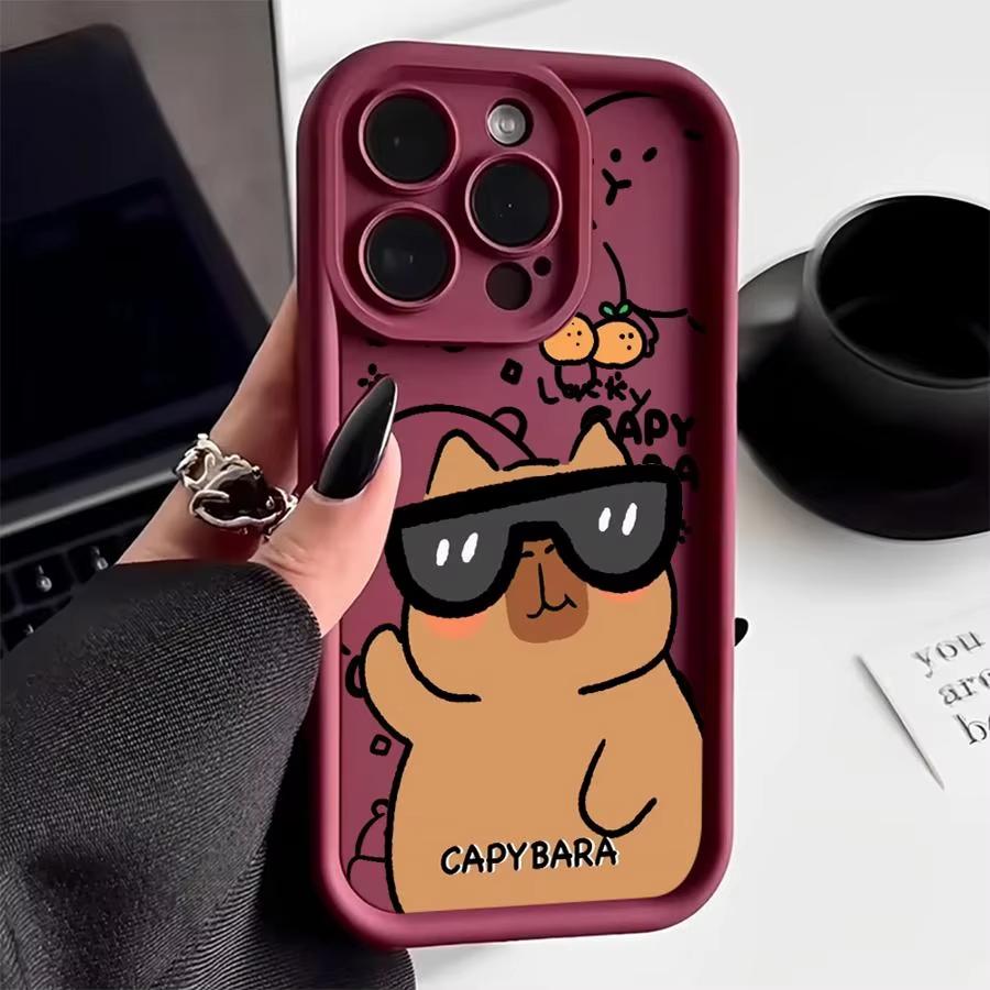 Cute Capybara Silicone Phone Case For iPhone 11 12 13 14 15 16 17 Pro Max X XS XR 7 8 Plus 16E Shockproof Bumper Soft Cover