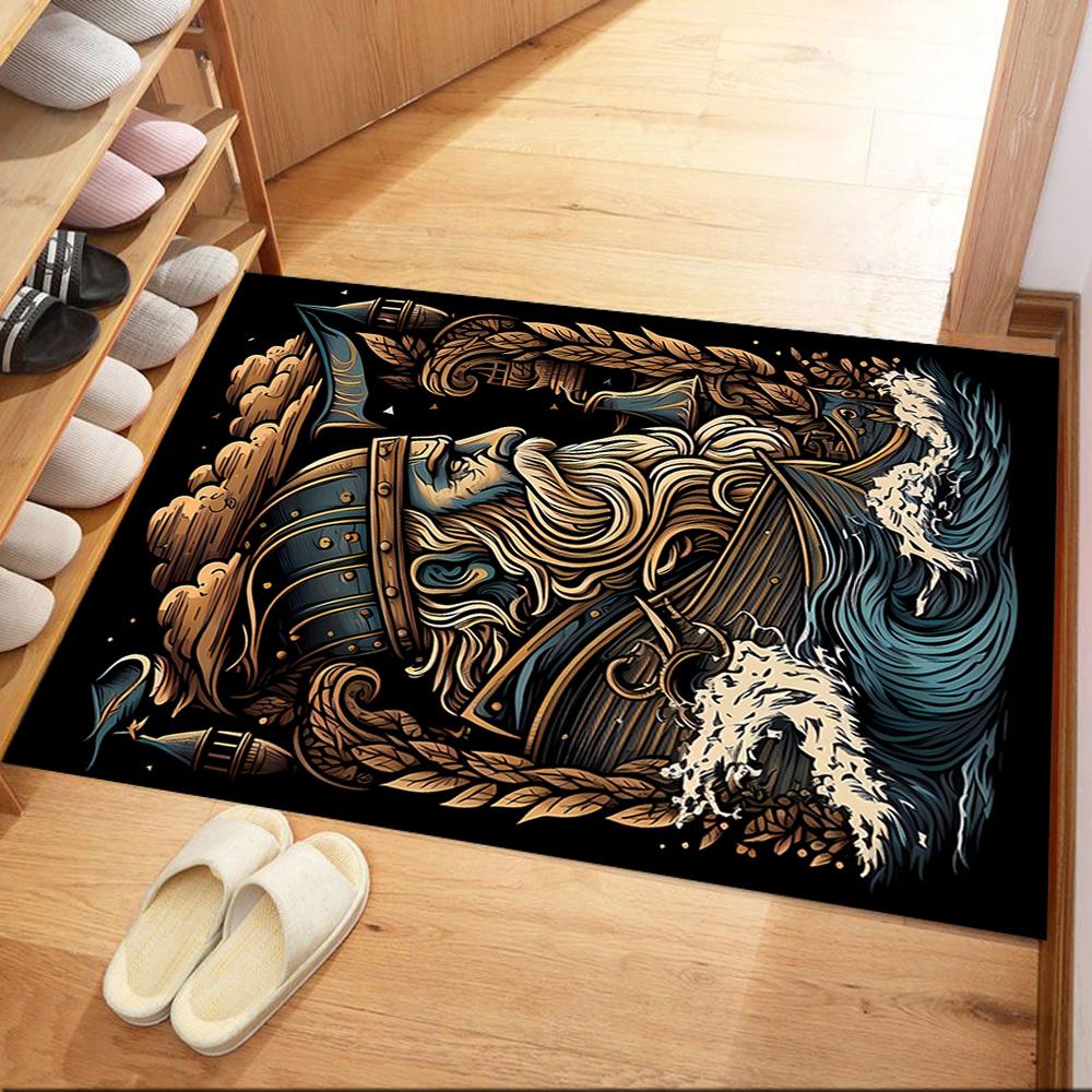 Viking Warrior Artwork Floor Mats for Living Room, Bedroom and Room Decoration Are Suitable for Gifts.