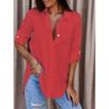 Autumn minimalist long sleeved V-neck button down women's shirt Blouses & Shirts