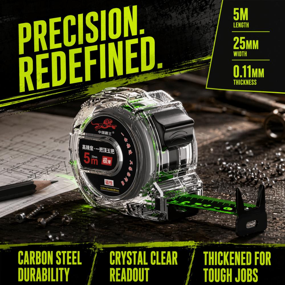 Auto Lock Mechanism Retractable Tape Measure Carbon Steel High Accuracy Tape Measure Construction