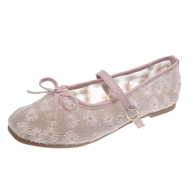 Mary Jane Single Shoes Women's Gentle Shallow Mouth Flat Bottom Summer 2025 New Skirt Bow Beanie