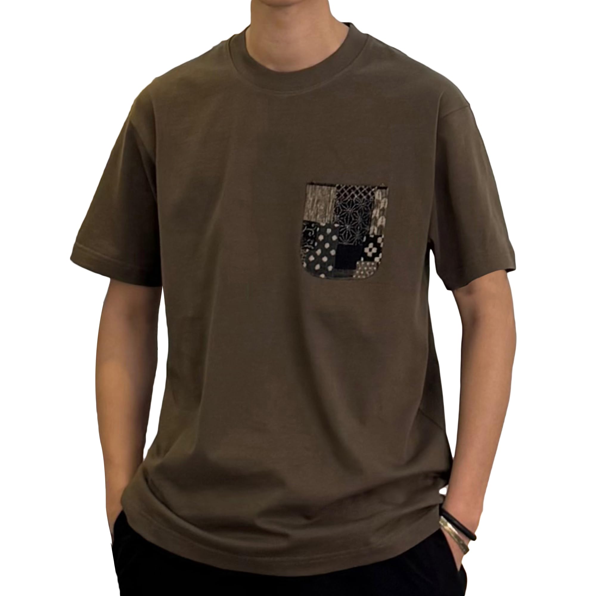 

2025SS Мода одежда из хлопка оз АБ меланжевая пряжа японский узор карман цветовая схема приталенный [CHANGE WELL] мужской 8.5 100% весна/лето