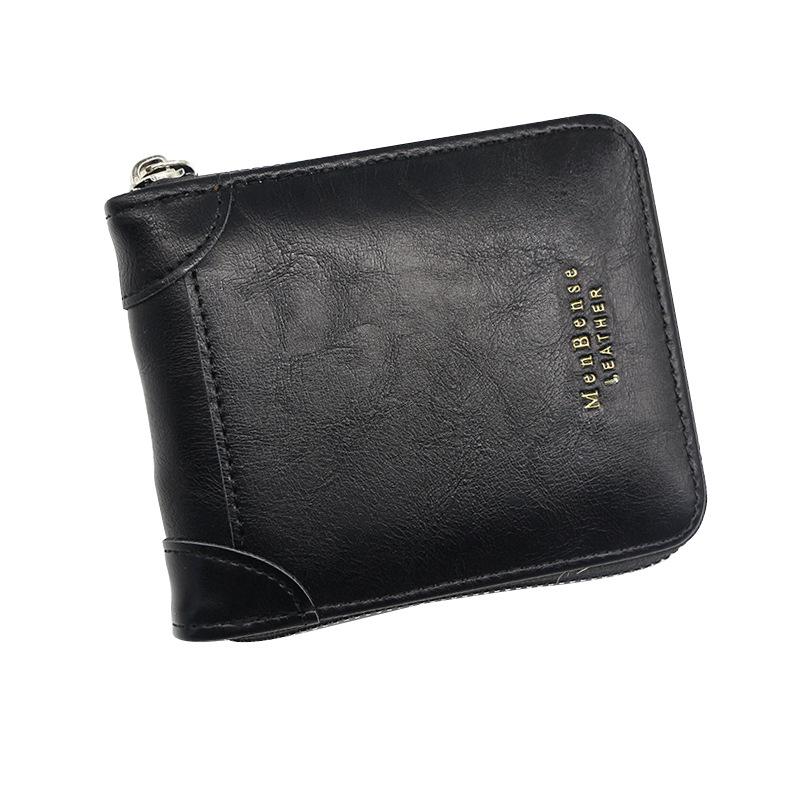 MenBense Men's Retro Zipper Wallet: Fashionable, Short, Large Capacity, Multi-Card Slots.