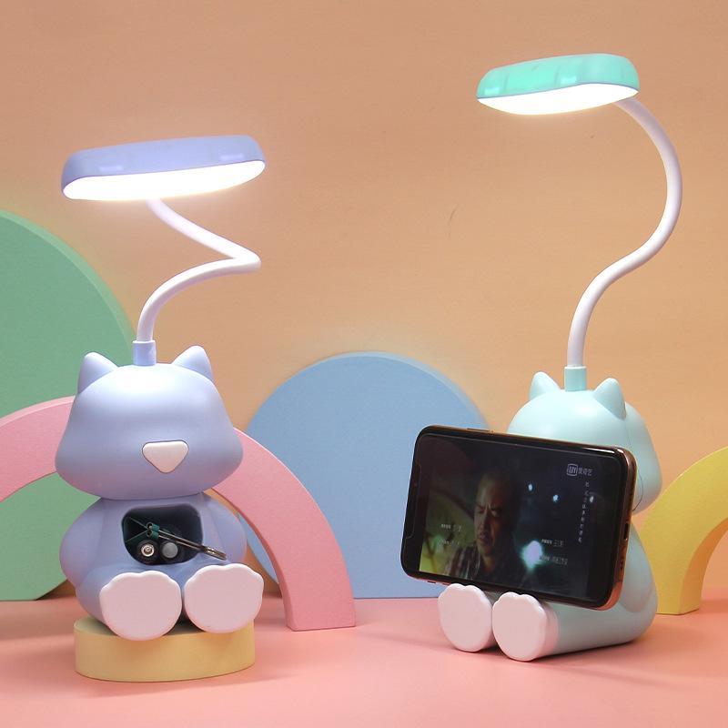 Creative Cartoon LED Desk Lamp with Multi-Function and Eye Protection for Student Reading and Children's Bedside Use
