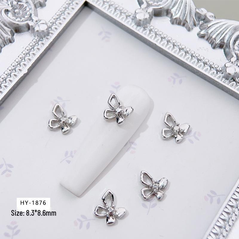 

Elegant 3D White Butterfly Nail Art Accessories with Rhinestone Bows