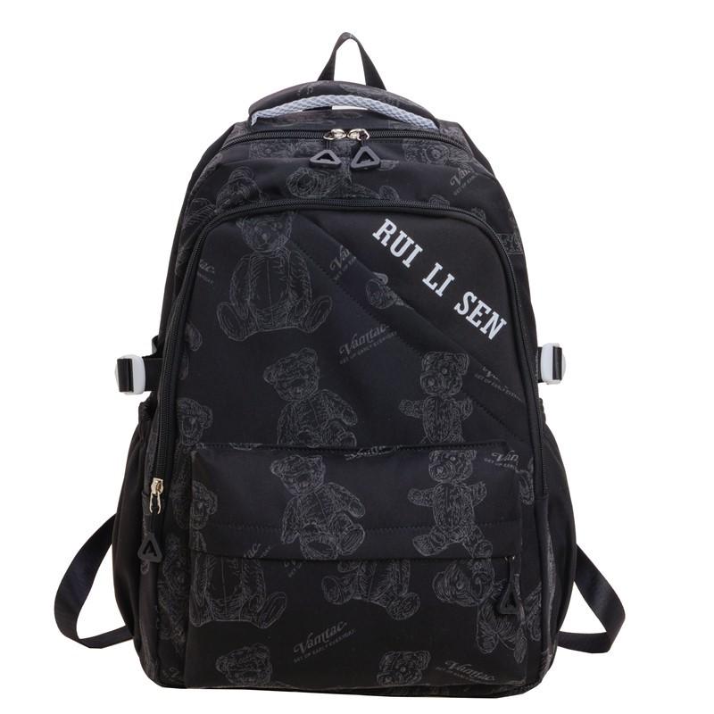 Schoolbag Japanese ins schoolbag female junior high school student bear printed backpack, casual versatile small fresh large-capacity backpack