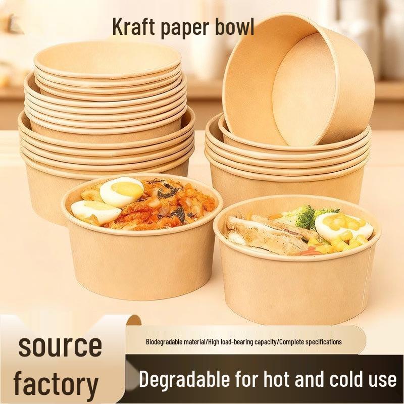 Handun Disposable Kraft Paper Takeaway Food Bowls