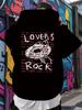 Retro Rock Band Graphic Hoodie - "LOVERS ROCK" Design with Guitar & Music Notes