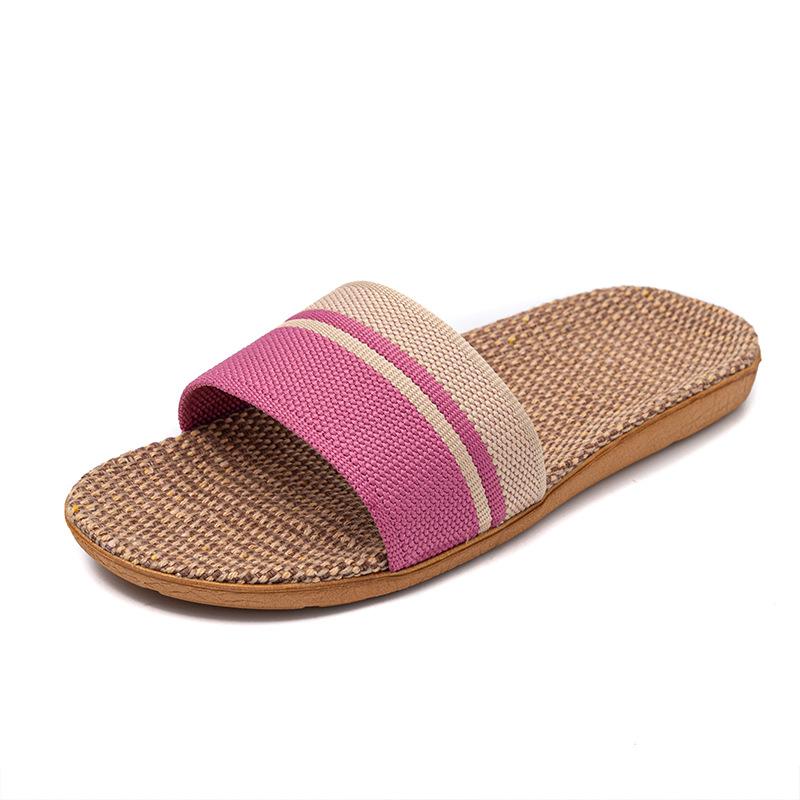 Übergröße Damen Hausschuhe Flache Sandalen Leinen Leicht Lässige Sommer Hausschuhe Damen für Zuhause Hausschuh