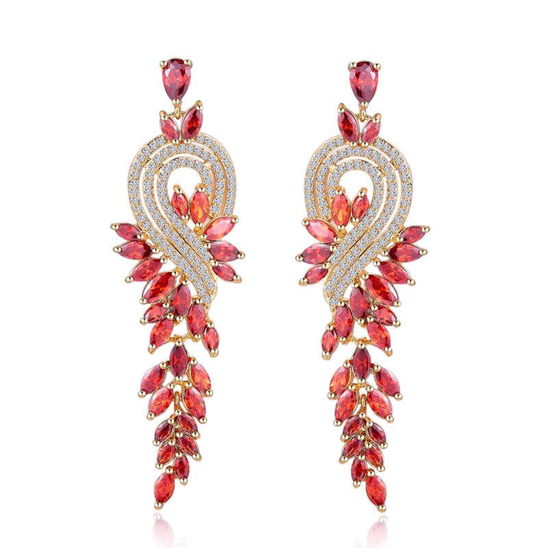 Temperament Lange Ohrringe mit Fransen, Braut-Ohrstecker mit Mikro-Zirkonia