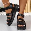 Flat-soled sandals women's summer new casual hollow buckle open-toed fish mouth sandals