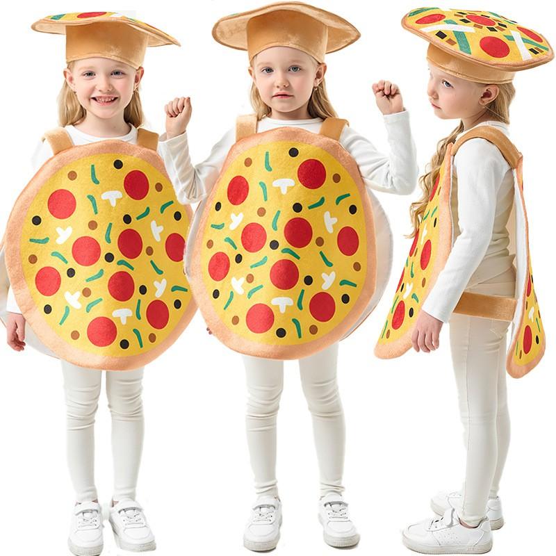Halloween Kids Pizza Character Costume Stage Performance Fun Cosplay Outfit Toddler Unisex Play Dress