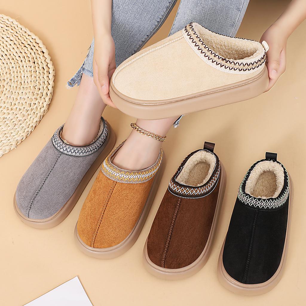 Shoes women's winter velvet thickened cotton shoes half-drag cotton boots large size foreign trade women's boots cold-proof and warm cotton slippers