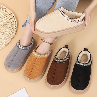 Shoes Women's Winter Velvet Thickened Cotton Shoes Half-drag Cotton Boots Large Size Foreign Trade Women's Boots Cold-proof and Warm Cotton Slippers