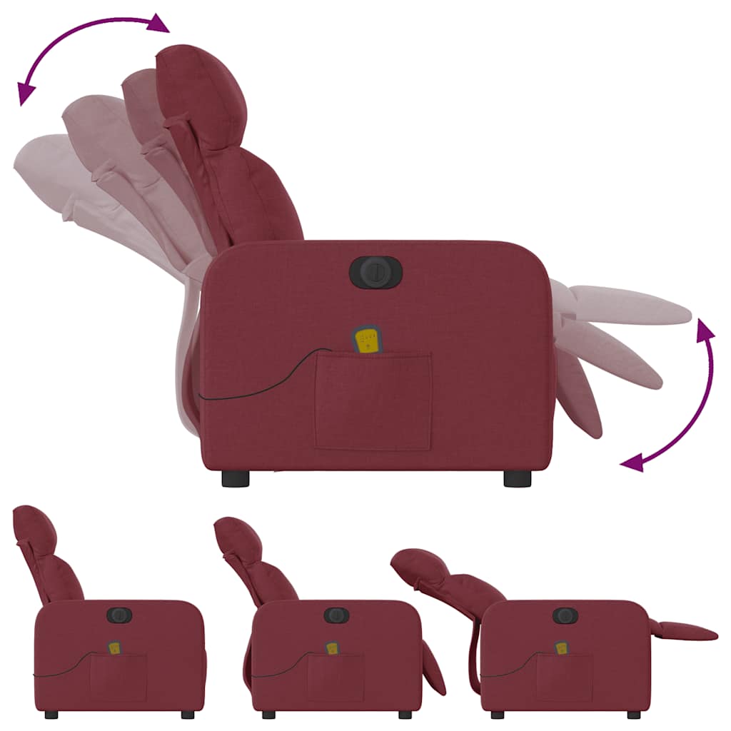 Electric Massage Chair Wine Red Fabric