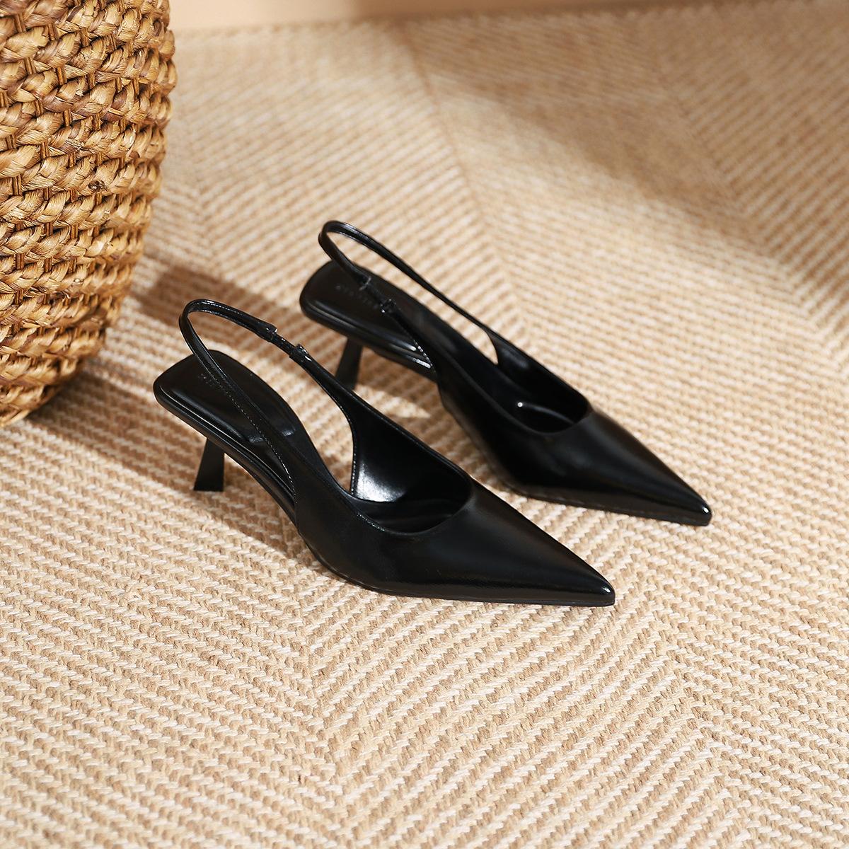 

MT-2 simple pointed high heels women s thin heels single shoes new French temperament pointed shallow mouth empty single shoes women 35 чёрный