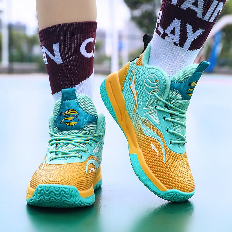 Autumn / Winter Leather Super Fiber Leather Children's Basketball Shoes with Plush Insulation for Teenagers' Casual Basketball Sports Shoes