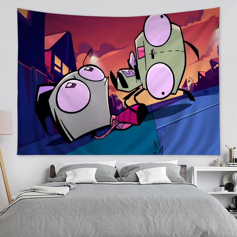 VIKAMA Alien Invaders Tapestry Jill and Alien Tarot Wall Art Cult Cartoon Hippie Decor Perfect for Game Rooms and Dorms