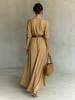 2025 Women's Elegant Autumn Pleated Dress with Belt