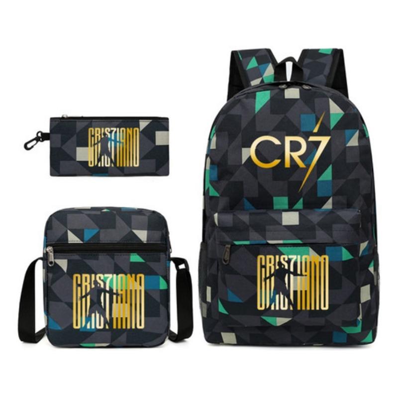 School Bag, Peripheral Printing Three-piece Set, Student School Bag, Backpack, Messenger Bag, Pencil Bag.