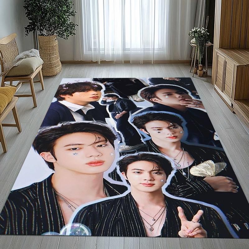 Kim Seok Jin Kpop B-BTS Living Room Non-Slip Area Rug Soft Carpet for Bedroom Kids Playroom Sofa,Home Decor Doormat Gift