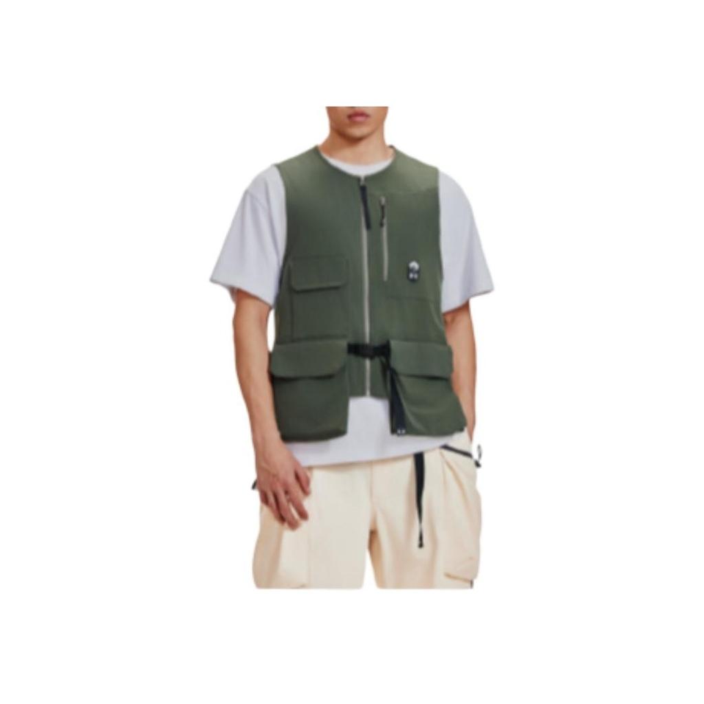 Under Armour Solid Color Pocket Design Logo Print Zipper Outdoor Work Vest Men vests Baroque-Green 1387983-310