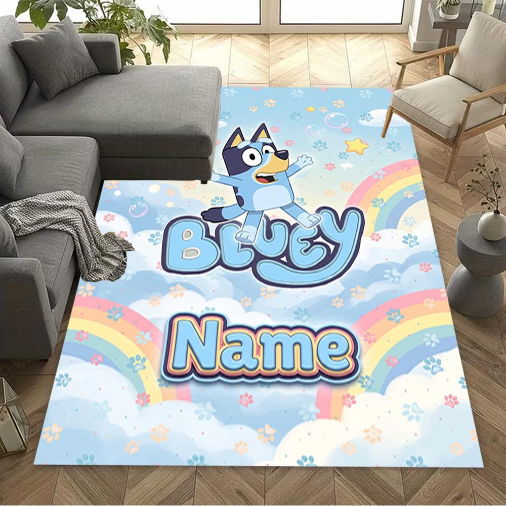 Bluey's Bubble Adventure Customize Your Name Floor Rug Office Rug Perfect for Playrooms Living Rooms Study room Balcony Antislip Carpet
