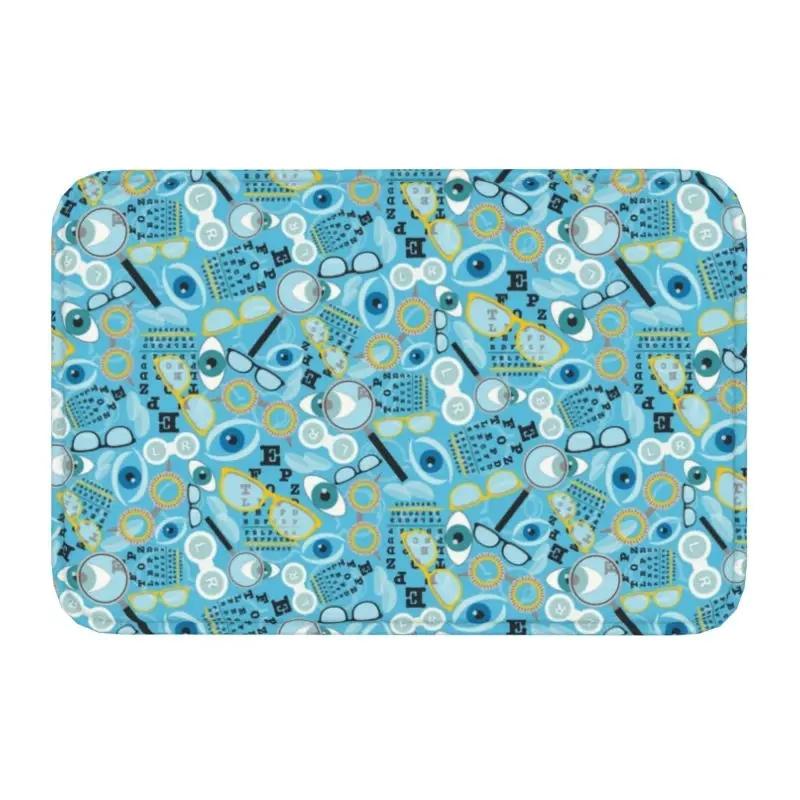 Funny Glasses with Eye Test Chart Doormat Non-Slip Entrance Door Floor Mat Optician Optometrist Living Room Carpet Rug