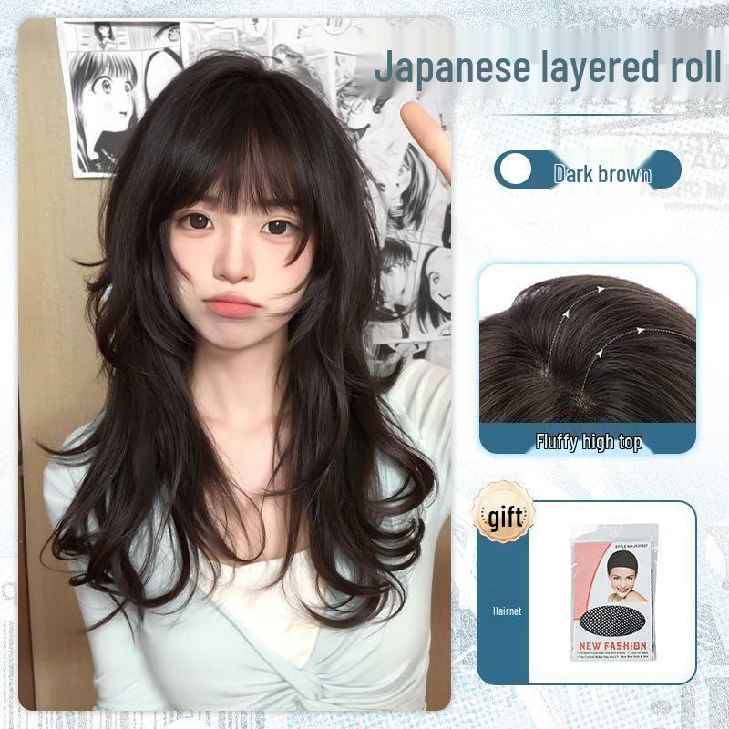 

Японский сладкий Лолита парик на всю голову для женщин - Многослойные длинные кудрявые волосы в стиле аниме, пушистые как медуза