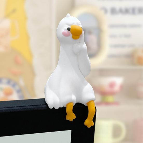 Mini Resin Goose Figurine Funny Resin Small Goose Computer Decor Collectible Cute 3D Craft Sculpture for Office Desk Car Dashboard Home Decor