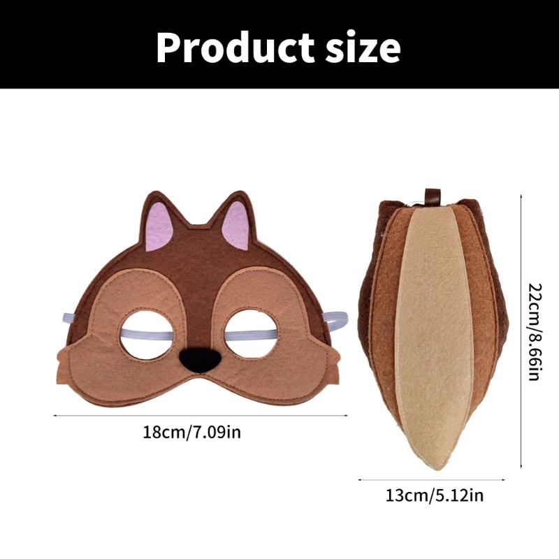 Kind Tier Eichhörnchen Kostüm Halloween Kostüm Zubehör mit Tiermaske Tierohren Stirnband