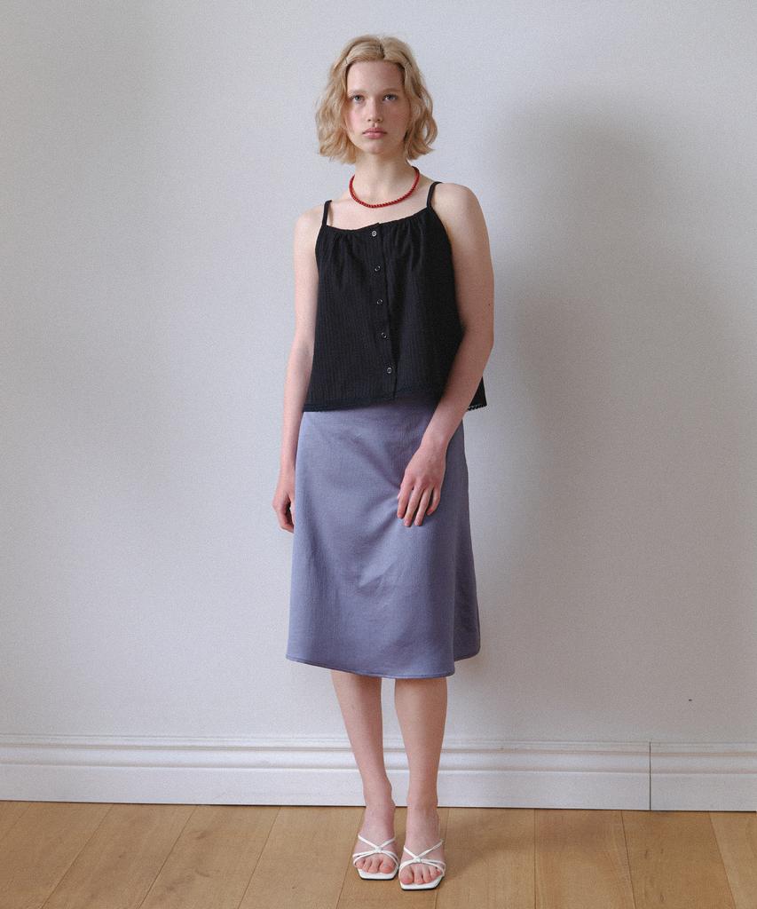 Bikomelli Phoebe Satin Lace Midi Skirt_Gray