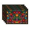 4Pcs Mexican Traditional Pattern Boho Mandala Placemats Rectangular Floral Dining Mats  Festival