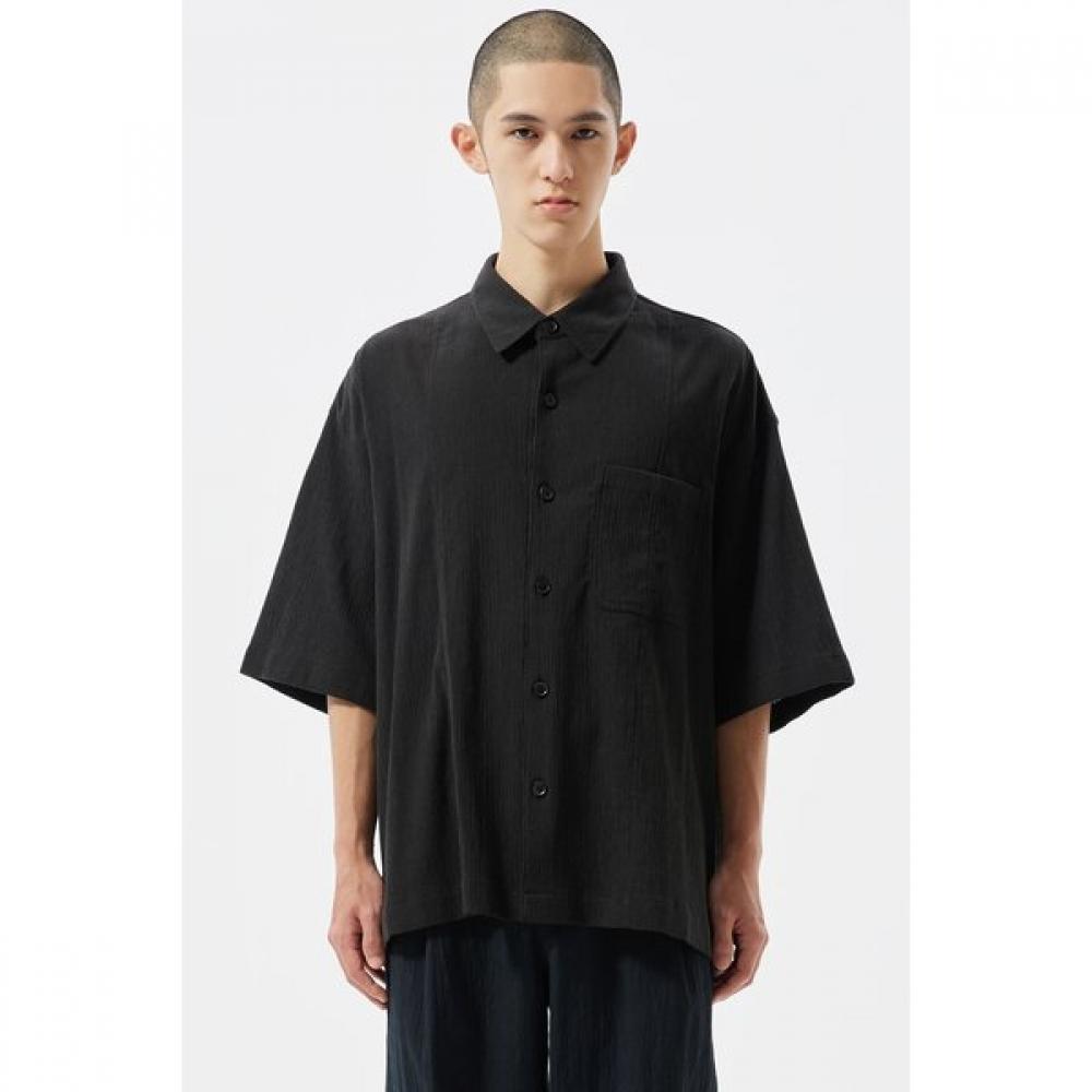 Customellow Oversized Pleats Half Shirt Cwsam25315bkx