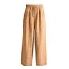 Mens Linen Wide Legs Pants Summer Solid Color Loose Casual Pants Breathable Drawstring Elastic Waist Straight Trousers with Pockets