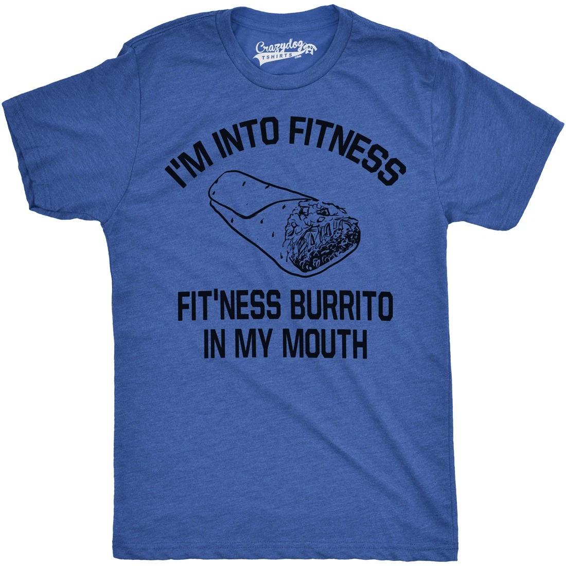 Mens Fitness Burrito Funny Gym T shirt Sarcasm Hilarious Workout Novelty Tees XXXXL