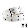 4x Women' Vintage PU Leather Double Prong Buckle Hollow Party Cosplay Goth Belt White