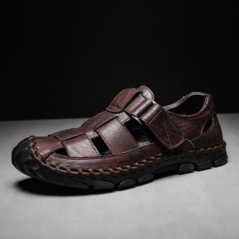 Handgenähte Herren-Strandsandalen aus echtem Leder in Übergröße