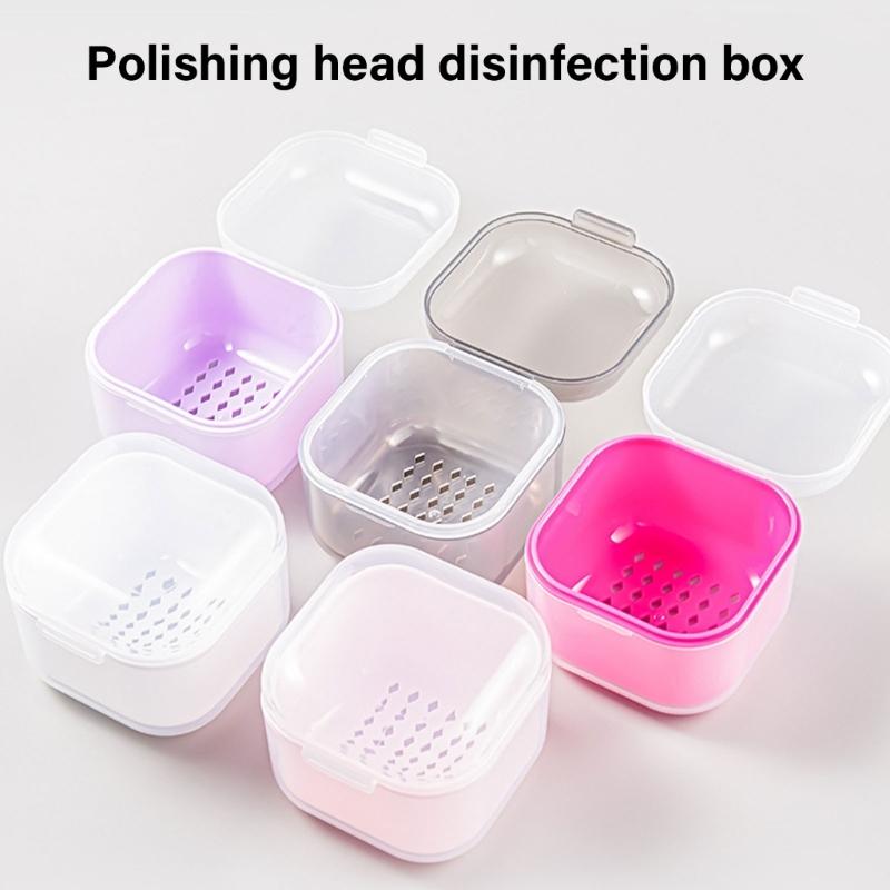 Plastic Sterilizer Box for Nail Art Tools Manicure Pedicure Storage Container with Double Layer Nail Drill Bits Cleaner