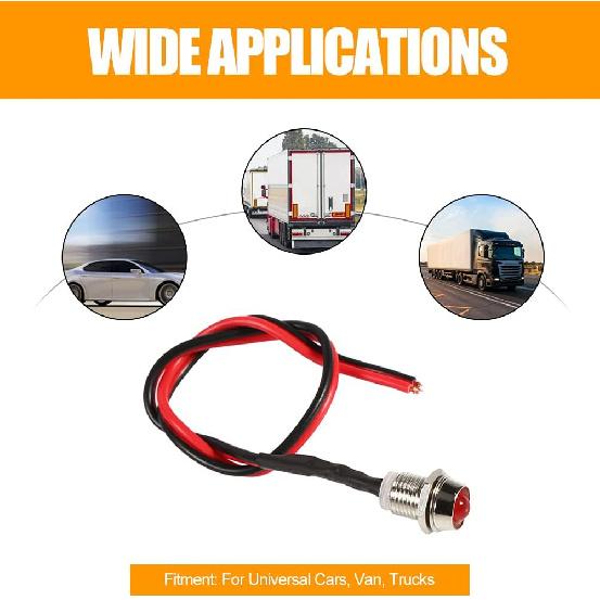 Keenso 4 Pcs 12V LED Pilot Light, 8mm Indicator Lamp Car Van Boat Indicator Light Pilot Dash Bulbs Directional Lamp(Red)