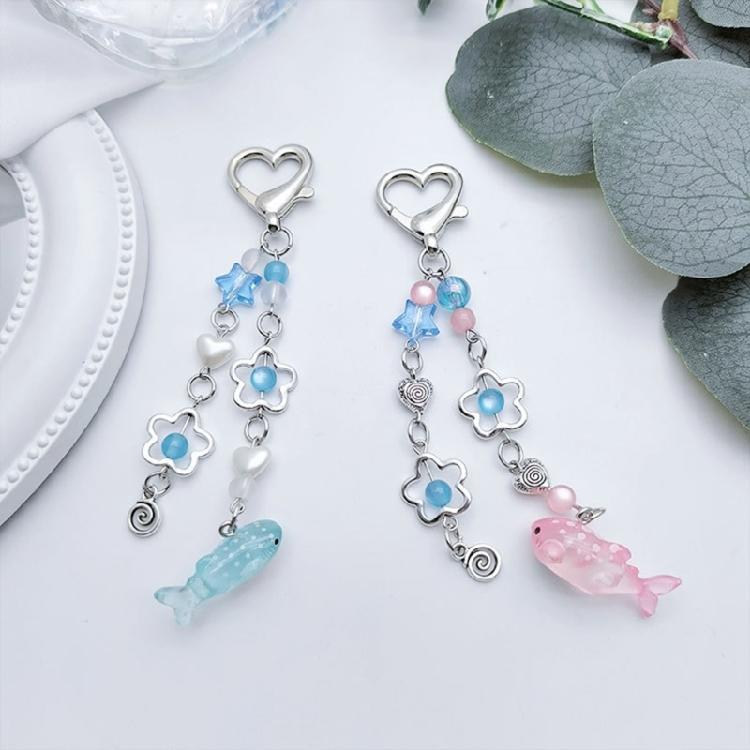Hollow Flower Pendant Keychain Crystal Star Beaded Keyring Unique Whale Decors  Valentines Day Gift Bag Car Ornament
