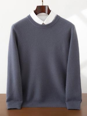 Men's Double-Strand Thickened Cashmere Sweater: Warm Round Neck Pullover for 2025 Autumn/Winter