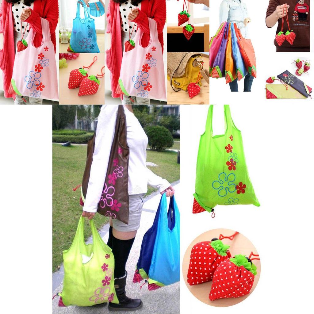 Eco Storage Handbag Strawberry Foldable Shopping Bags In Vibrant Colors For Everyday Use