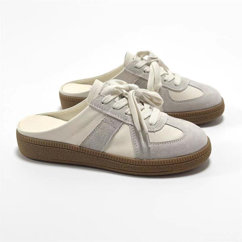 Retro taška hlava poloviční pantofle dámské 2024 letní nošení jeden pedál líné bez paty německé tréninkové boty ploché cool pantofle